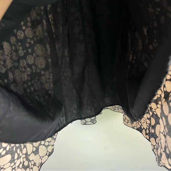 Linen Blend Saint Tropez West Boho Artsy Polkadot Fully Lined Pleated Midi Skirt - Picture 5 of 12